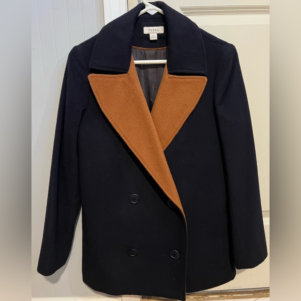 Fossil Navy and Camel Pea Coat